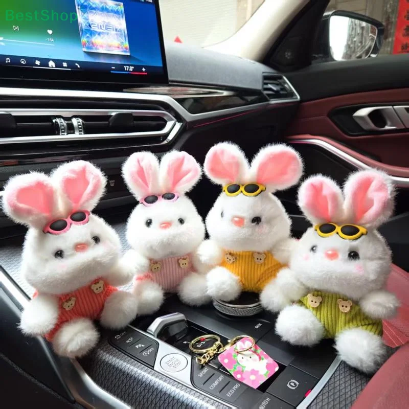 

〔Victoria〕Cute Glasses Rabbit Plush Doll Keychain Bag Pendant Doll Keychain