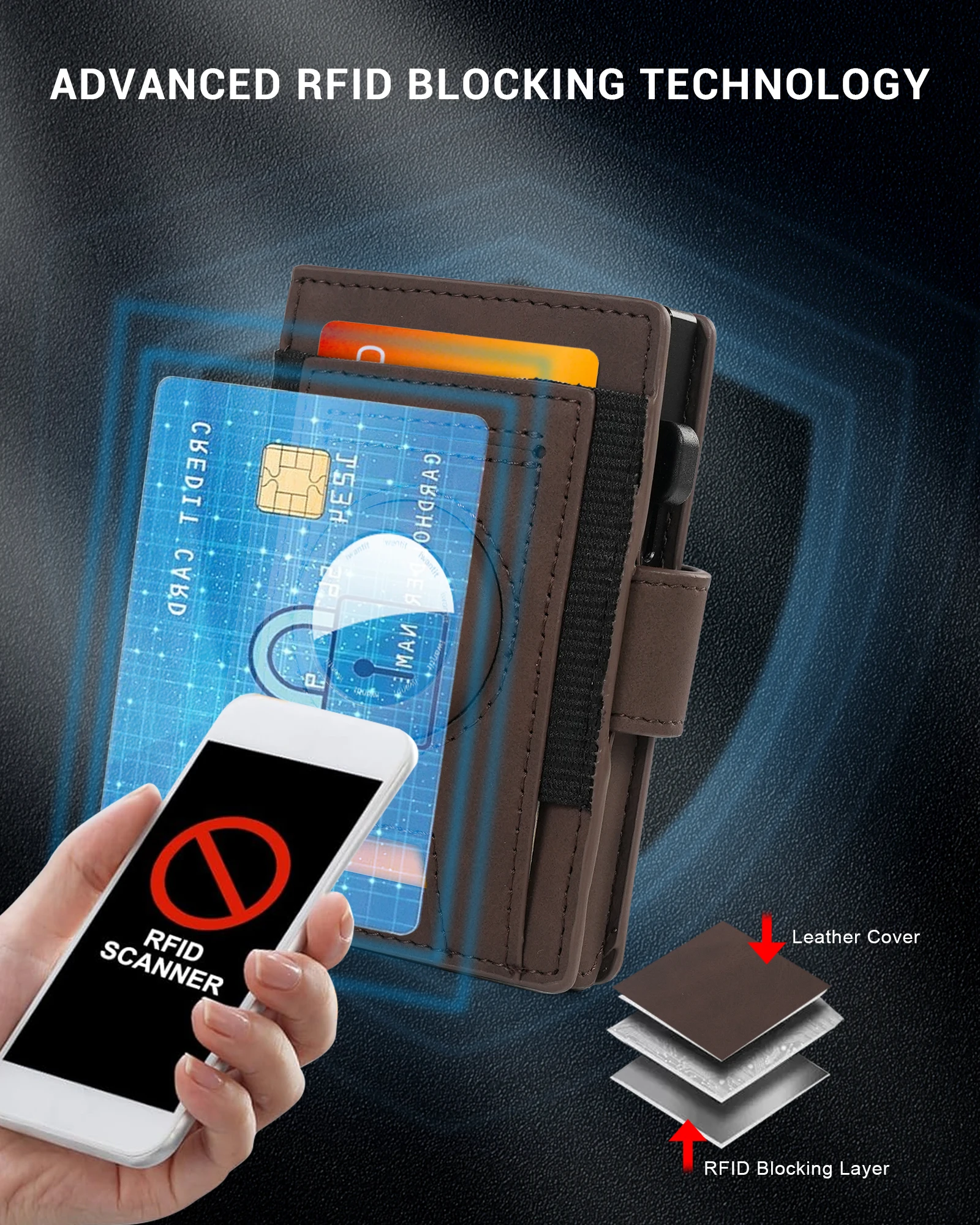 Rfid Blocking Wallet For Men Fashion Short Bifold Slim Pop Up Aluminum Credit Card Case Box With AirTag Holder ID Case Gift Box