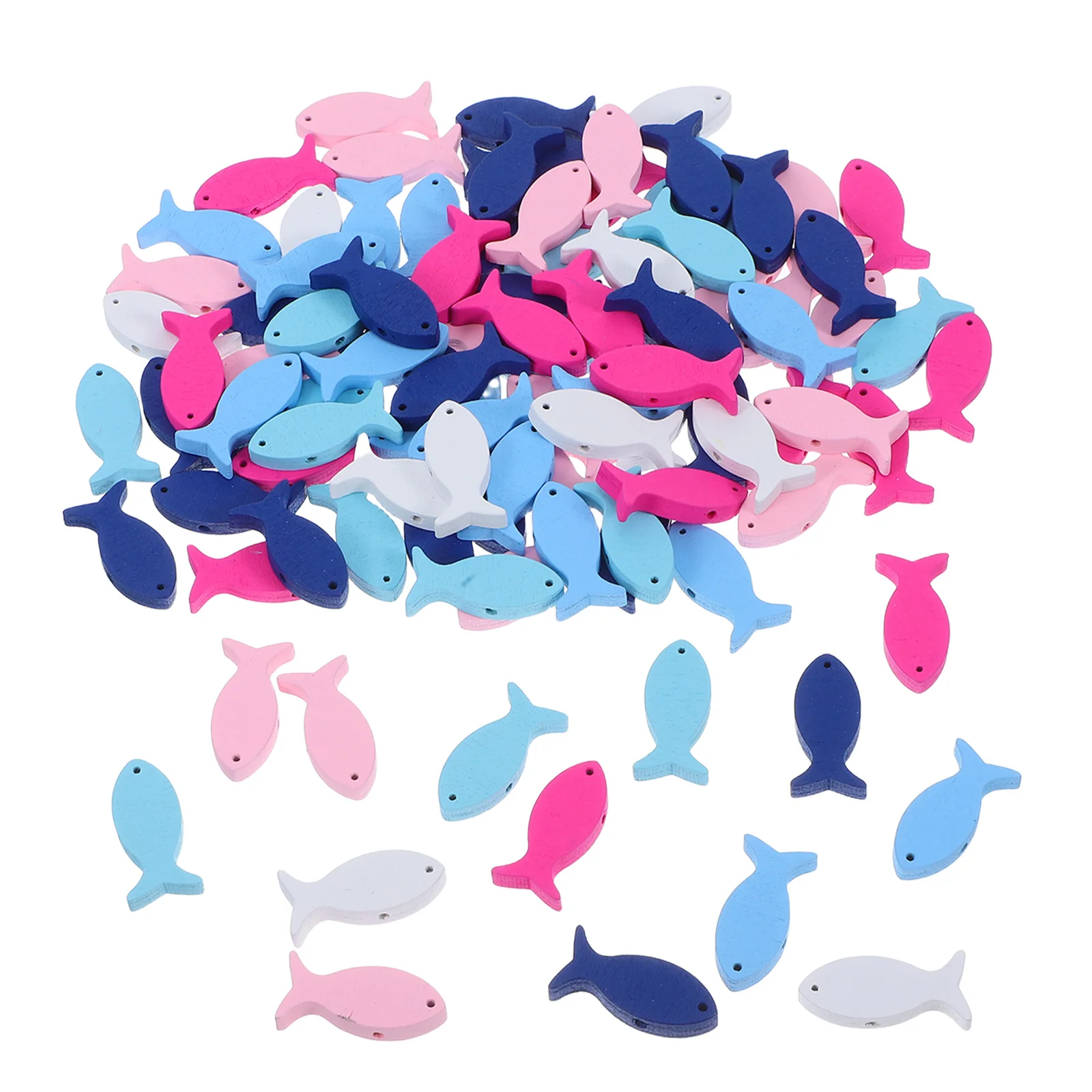 

100Pcs Wooden Fish Shape Ornaments Durable DIY Home Decoration Desktop Decor Beach Theme Bathroom Decor Wooden Crafts