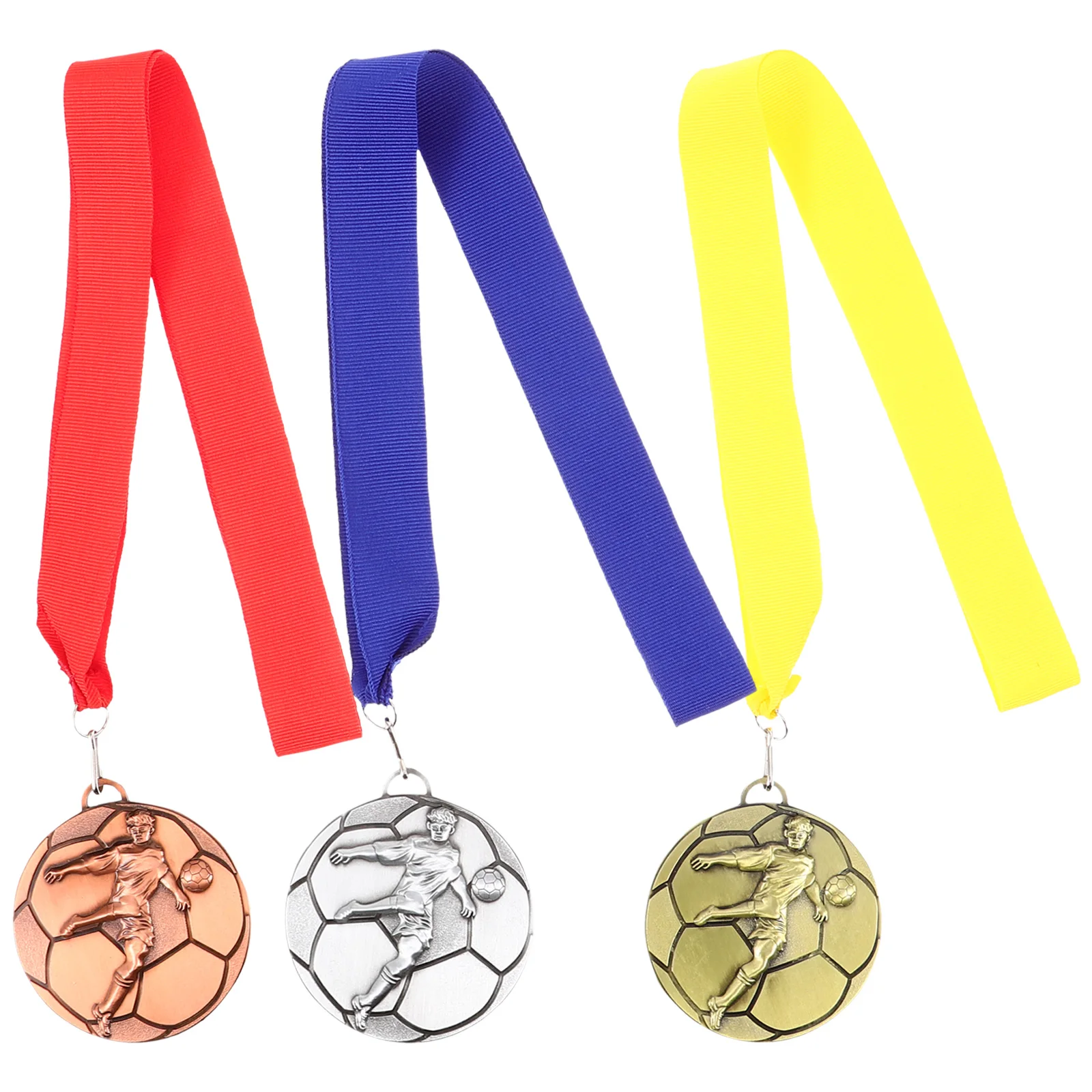 

3pcs Alloy Soccer Medal Medals Soccer Award Competition Reward Metal Marathons Contest Encouragement Decor Prizes