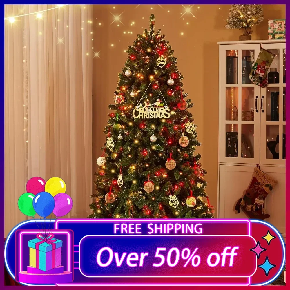 Prelit Christmas Tree with 270 LED Lights, Artificial Christmas Tree with App-Controlled Multi-Color RGB Lights,1072 Branch Tips