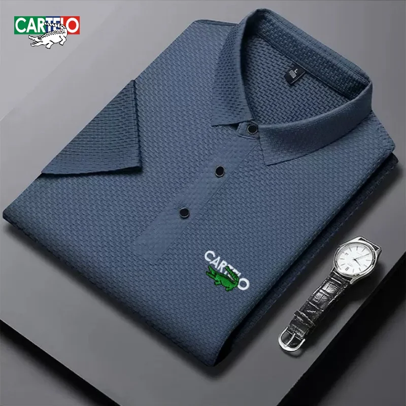 

New men's high-quality ice silk short sleeved polo shirt for summer fashion, business leisure, cool and breathable top