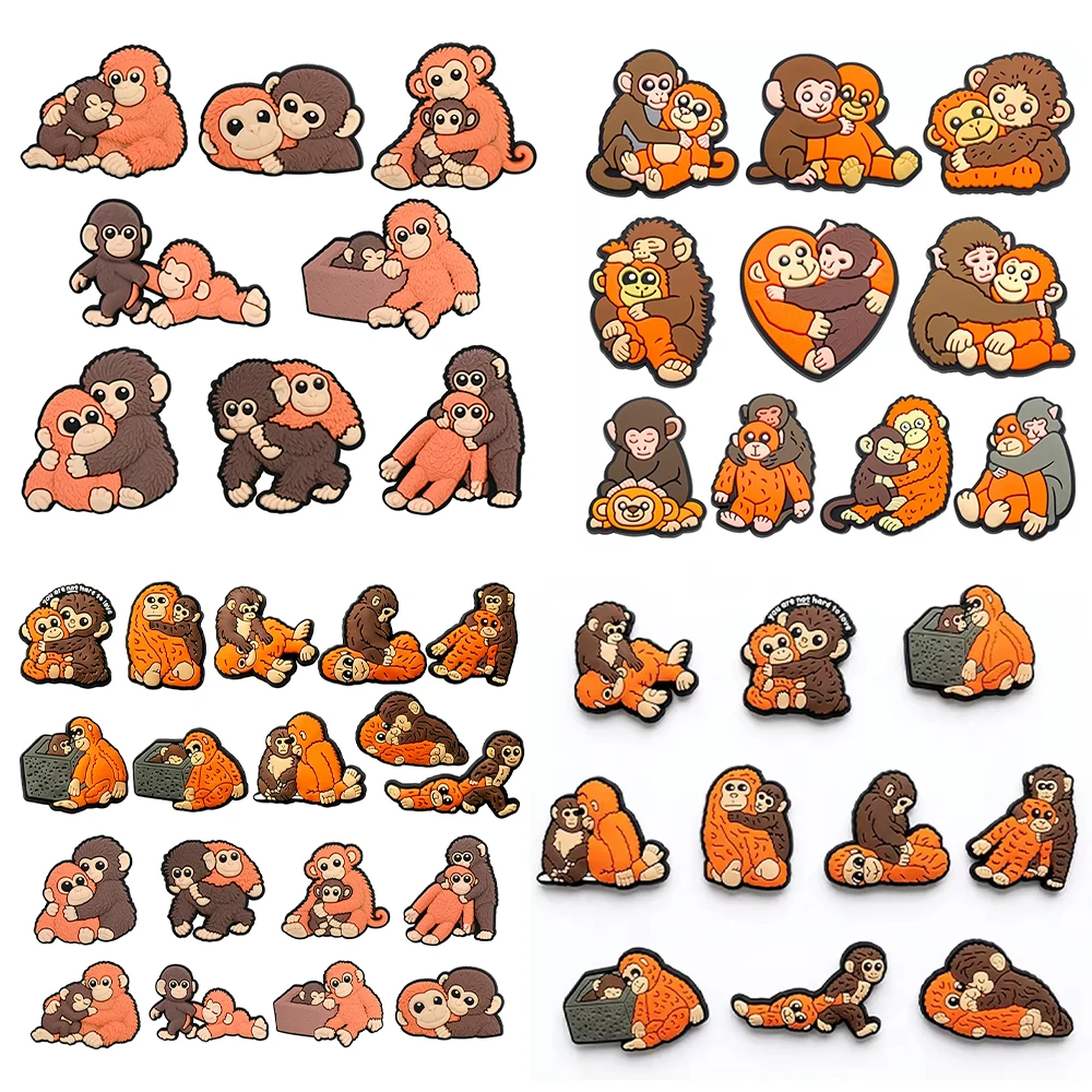 8-10Pcs ProtectPunch Monkey Shoe Charms For Clog Sandals Shoes Decorations Accessories Buckle For Friend Party Gifts