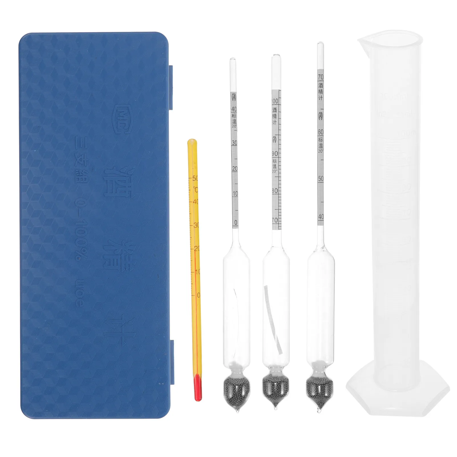 1Set Professional Glass Alcohol Hydrometer Plastic Cylinder Home Brew Beer Wine Tester Alcohol Percentage Measuring Tool