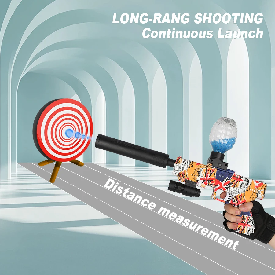 電動ジェルボールブラスター、18インチピストル自動連続発射スプラットボールガン、裏庭用アウトドアアクティビティシューティングゲーム