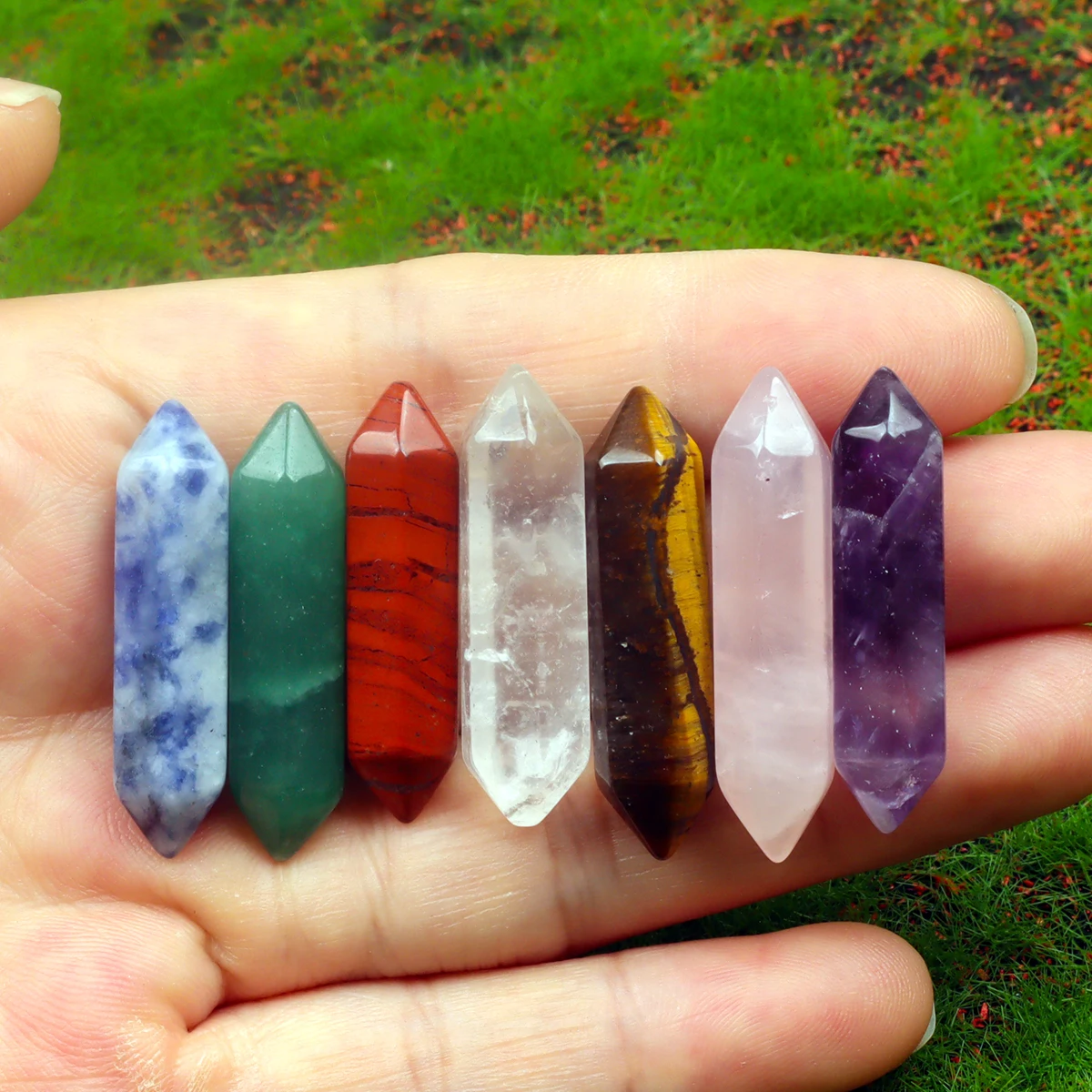 7pcs/set Nature Crystal and Healing Stone Set Chakra Balance Stone Spiritual Astrology Yoga Energy Reiki Healing Crystal Stone F