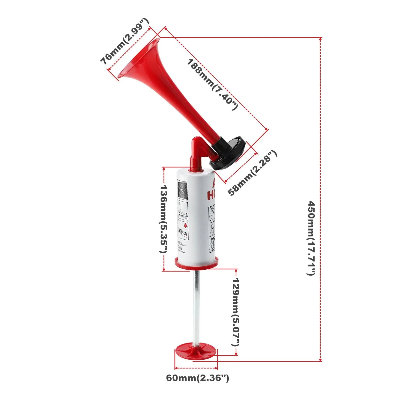 Pump Air Horn, Loud Safety & Cheering Noise Maker for Boat, Car, Sports Events, Football Games, Parties & Celebrations
