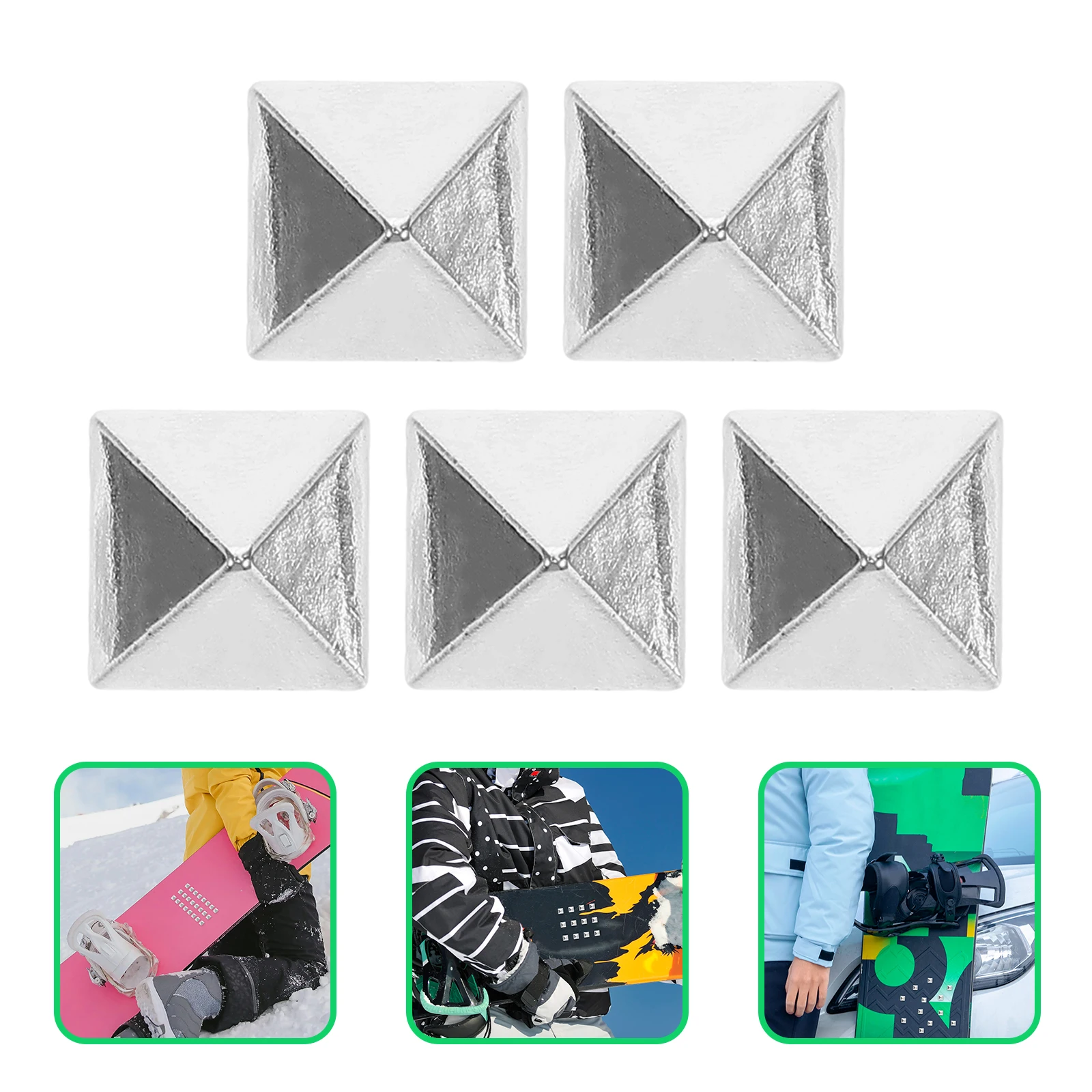 

5pcs Snowboard Stepping Mat Durable Zinc Alloy Anti Slip Pads for Skiing Outdoor Practice Pyramid Studs High Grip Metal Design