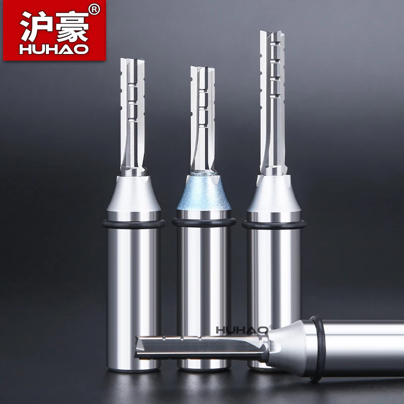 HUHAO Straight Milling Cutter 1/2 Shank Tct Wood Mdf Carving Trimming Slotting CNC Router Bit Carbide End Mill Woodworking Tool