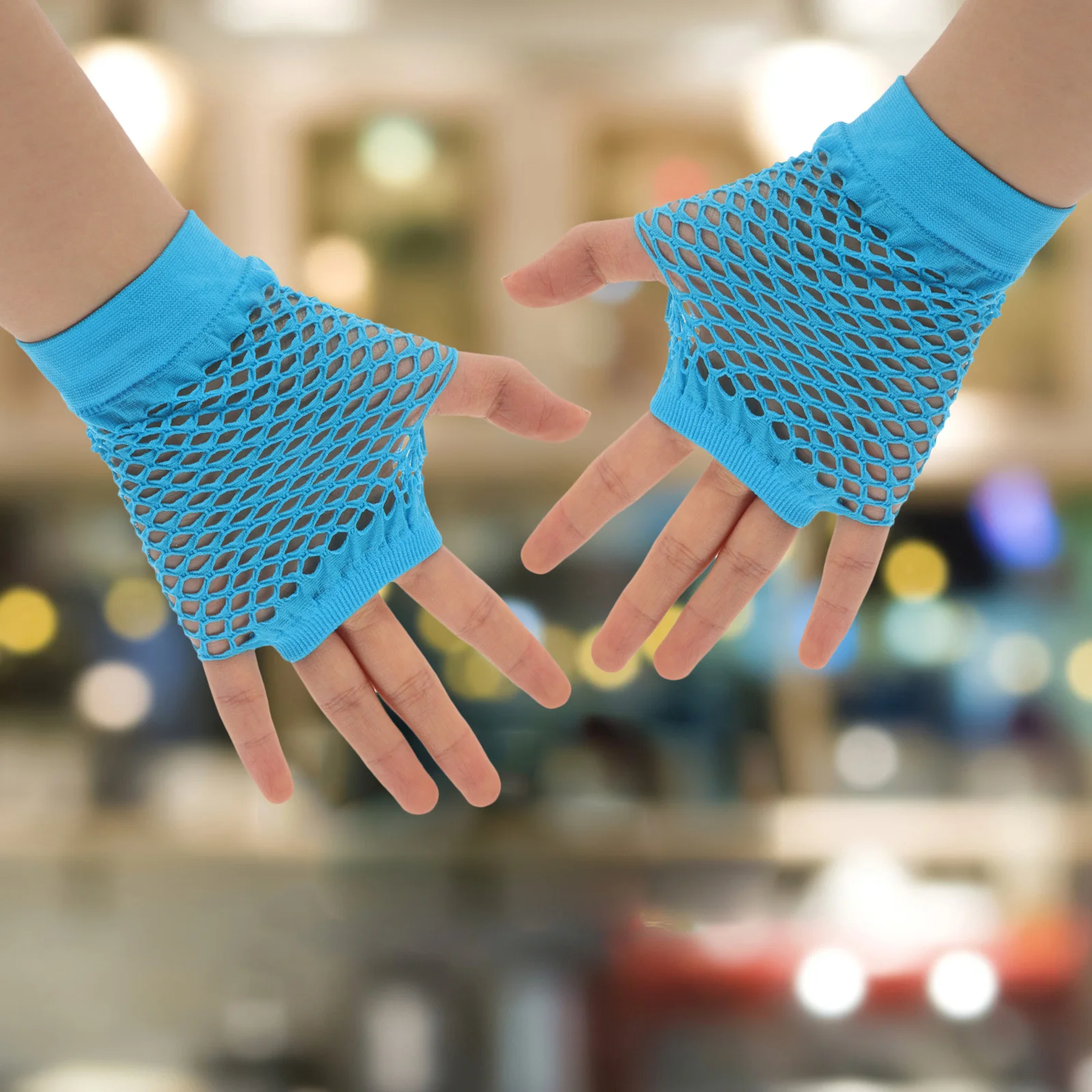 1 セットレトロパーティーアクセサリー 80S ネオンコスチュームレースヘッドバンドイヤリング網タイツ手袋女性のための仮装テーマイベント衣装