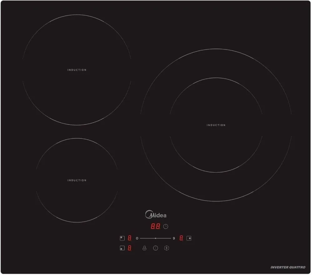 MIDEA Placa Inducción 3 fuegos 60 cm 7400 W - Vitroceramica Induccion Integrada con Panel