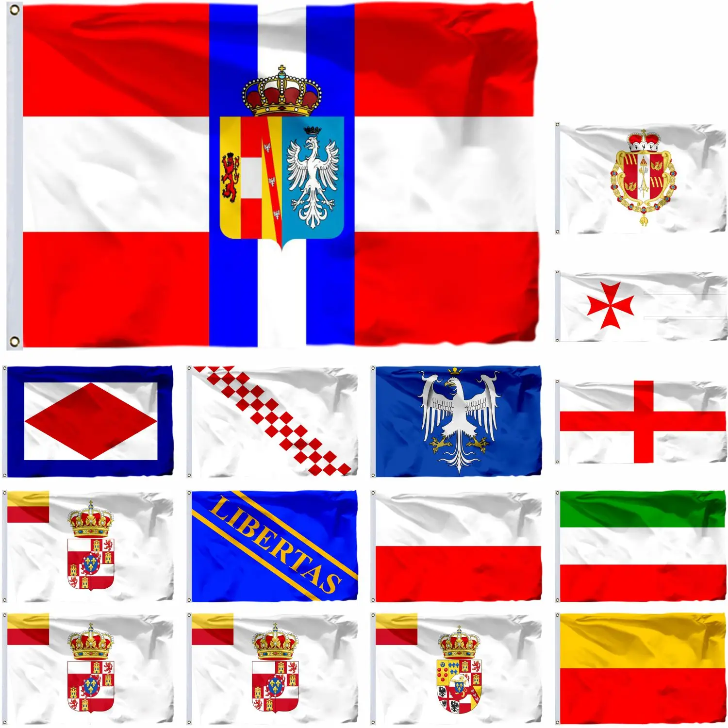 Italy Duchy of Modena and Reggio Flag Genoa 3X5FT Ducado De Modena 90X150CM Lucca Banner Principality Piombino 21X14CM