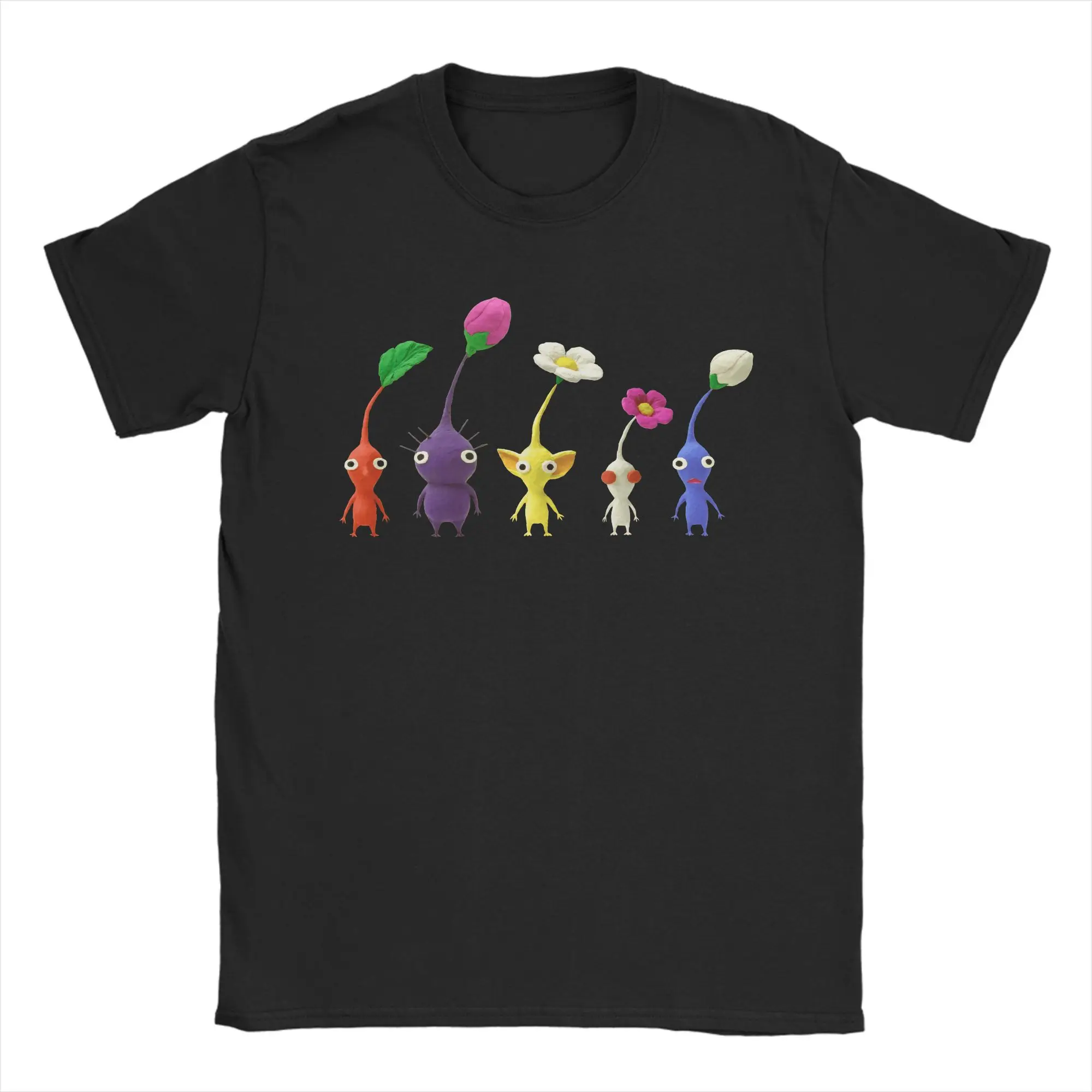 Fashion Custom Cute Pikmin T-Shirt Men Round Collar Cotton T Shirt  Short Sleeve Tees Big Size Tops