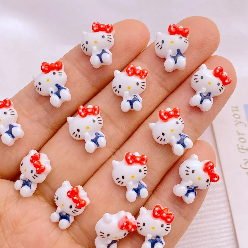 20pcs New Cute Resin Mini Cartoon bow kitten Flat back Stone Figurines DIY Wedding Scrapbook Manicure Accessories