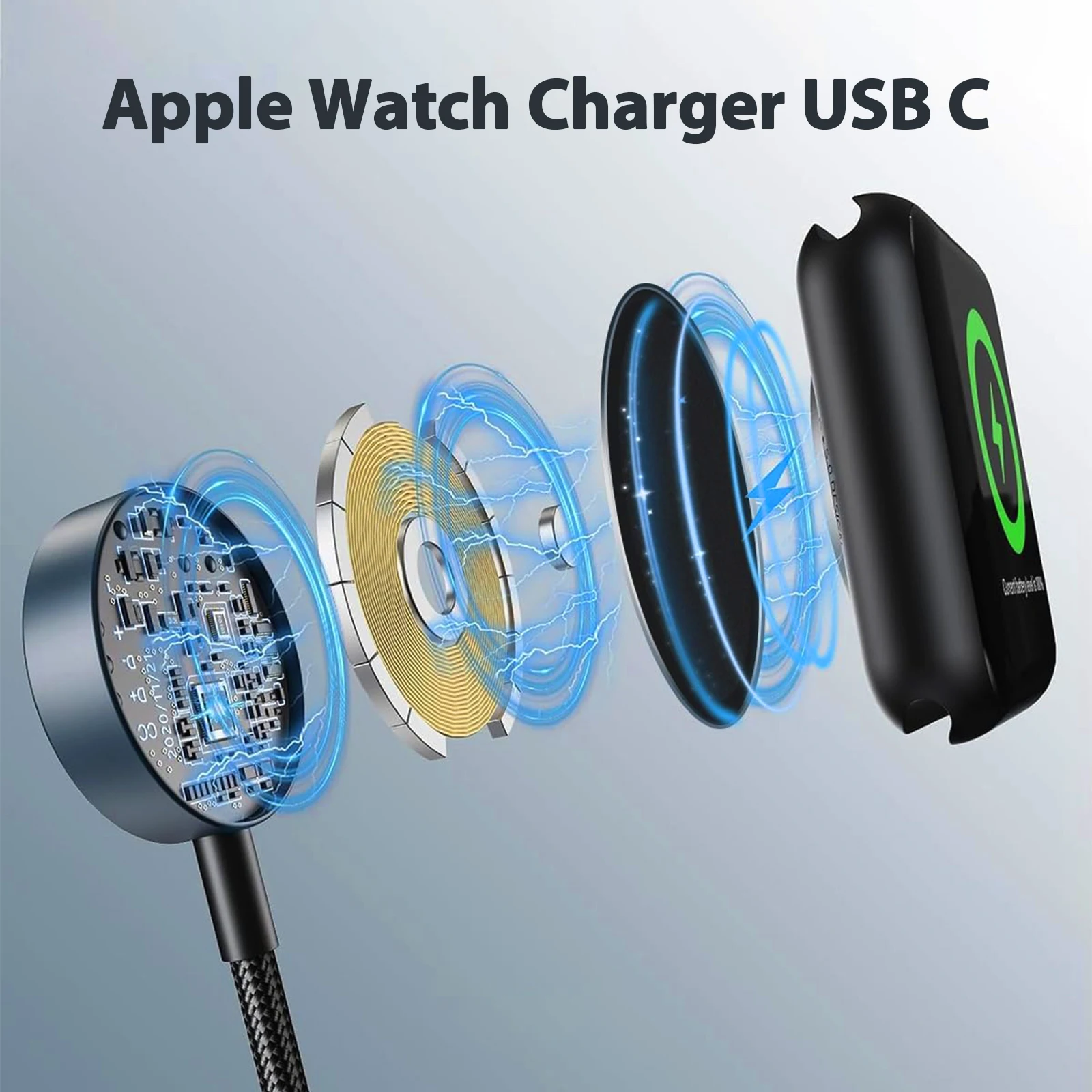 شاحن USB C متعدد PD 60 وات 3 في 2 لهاتف هواوي آيفون 16/15 برو سامسونج شحن لاسلكي لساعة أبل iWatch Ultra SE