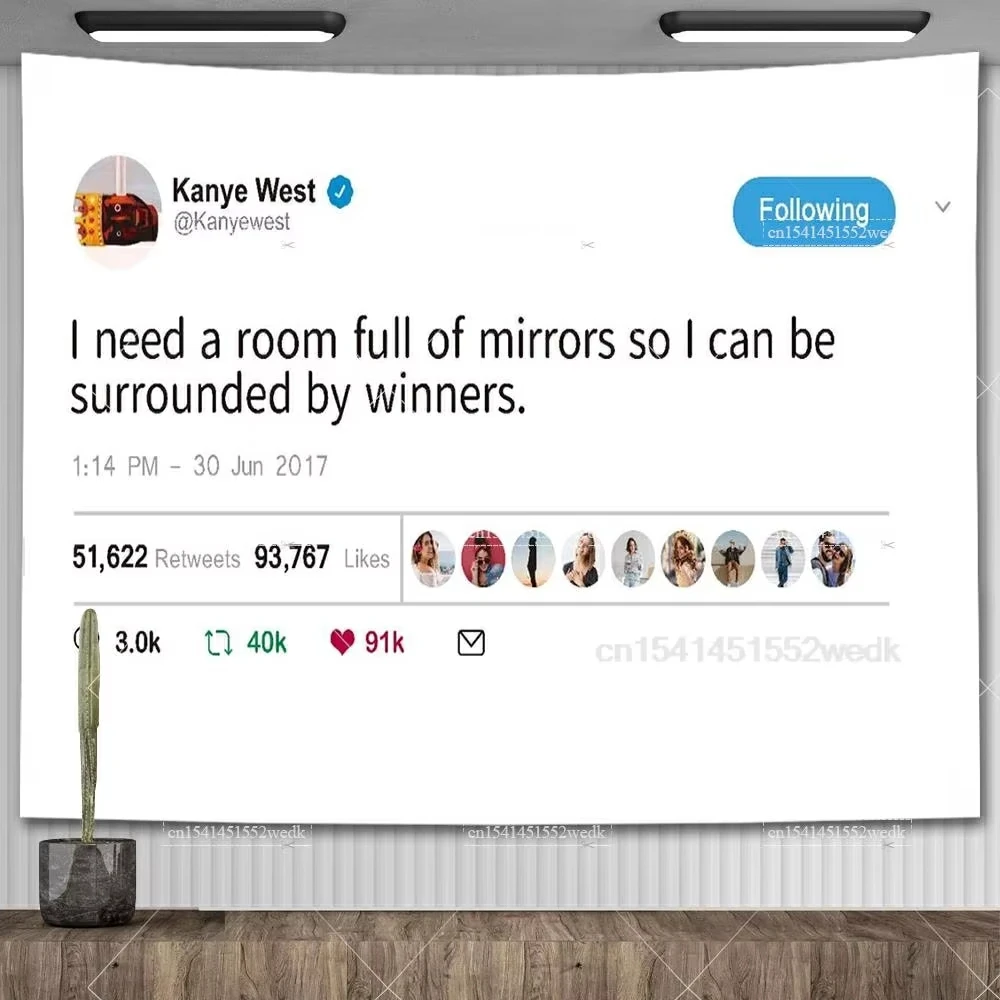 Gobelin Jestem Przyczyną, Dla Któryjego Uśmiecham Się Codziennie, Cytat z Tweetu Kanye Westa, Dekoracja Ścienna, Flaga, Baner, Meme, Gobeliny, Estetyczne Tło do Pokoju Studenckiego