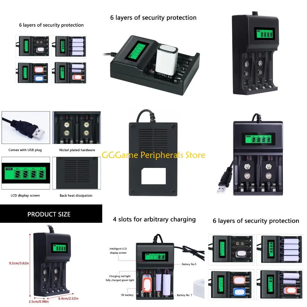 

U55B Smartly 4Slot Battery for 2A/3A Rechargeable Batteries Charging Adapter with Overcharge Protections