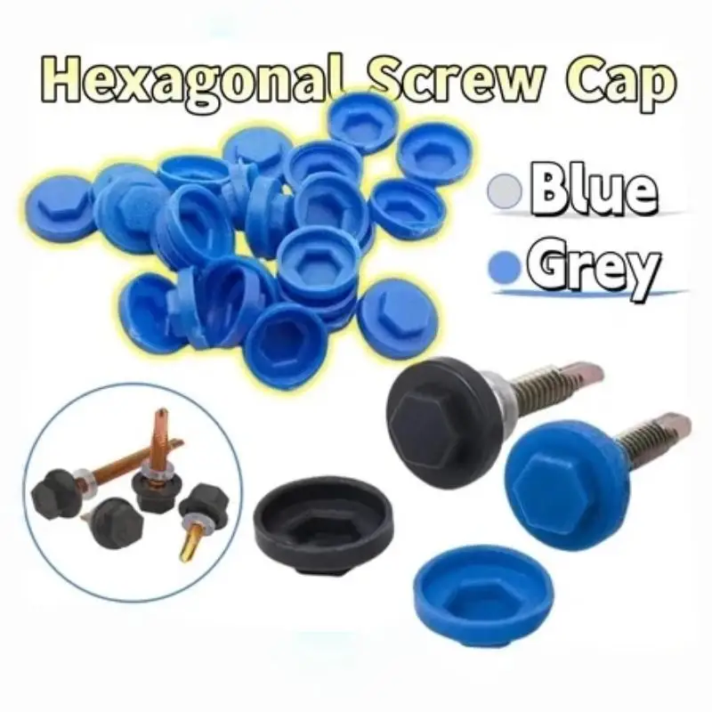 100/200Pcs Hex Drilling Screw Waterproof Cap Plastic For 5.2mm Self-Drilling Drill Tail Screws Self-Tapping Screw Cap