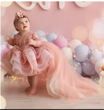 럭셔리 플라워 걸 드레스, 민소매 작은 공주 생일 파티, 첫 성찬식 미인 대회 원피스