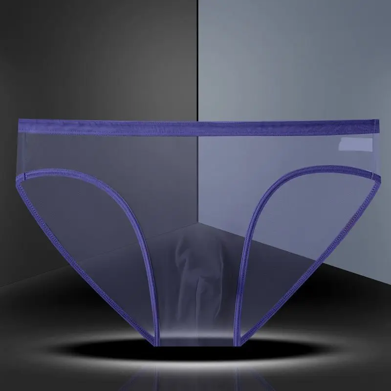 U convex Transparent Men's Mesh Underwear Ultra-thin Breathable Ice Silk Seamless Briefs Erotic Underpants men sexy under wear