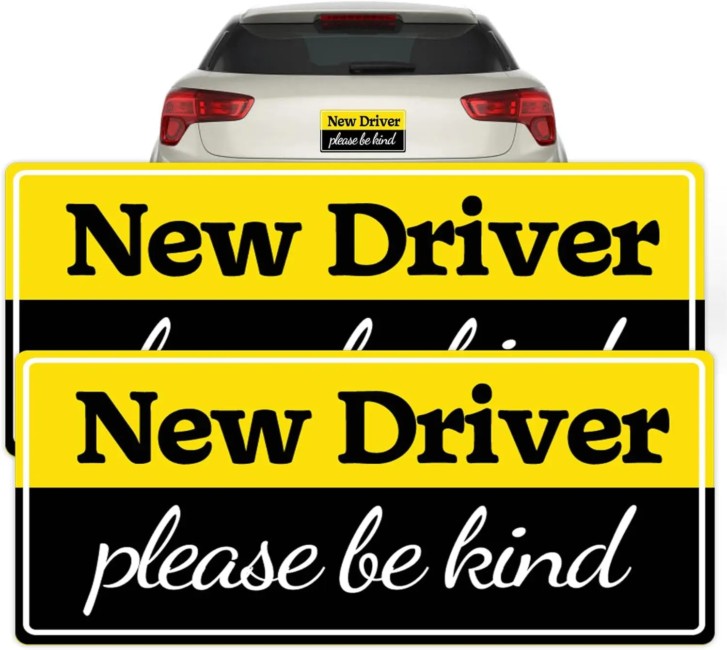 8 * 4 inch Student Driver Please Be Kind Sticker New Driver Warning Vehicle Bumper Labels Keep Your New Driver Safe Sticker 4pcs