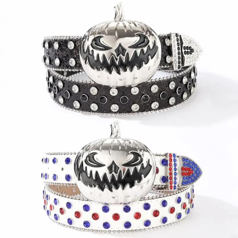Multi-Functional Women's Rhinestones Belt Adjustable PU Belt For Office Casual Outfits And Special Occasions Y166