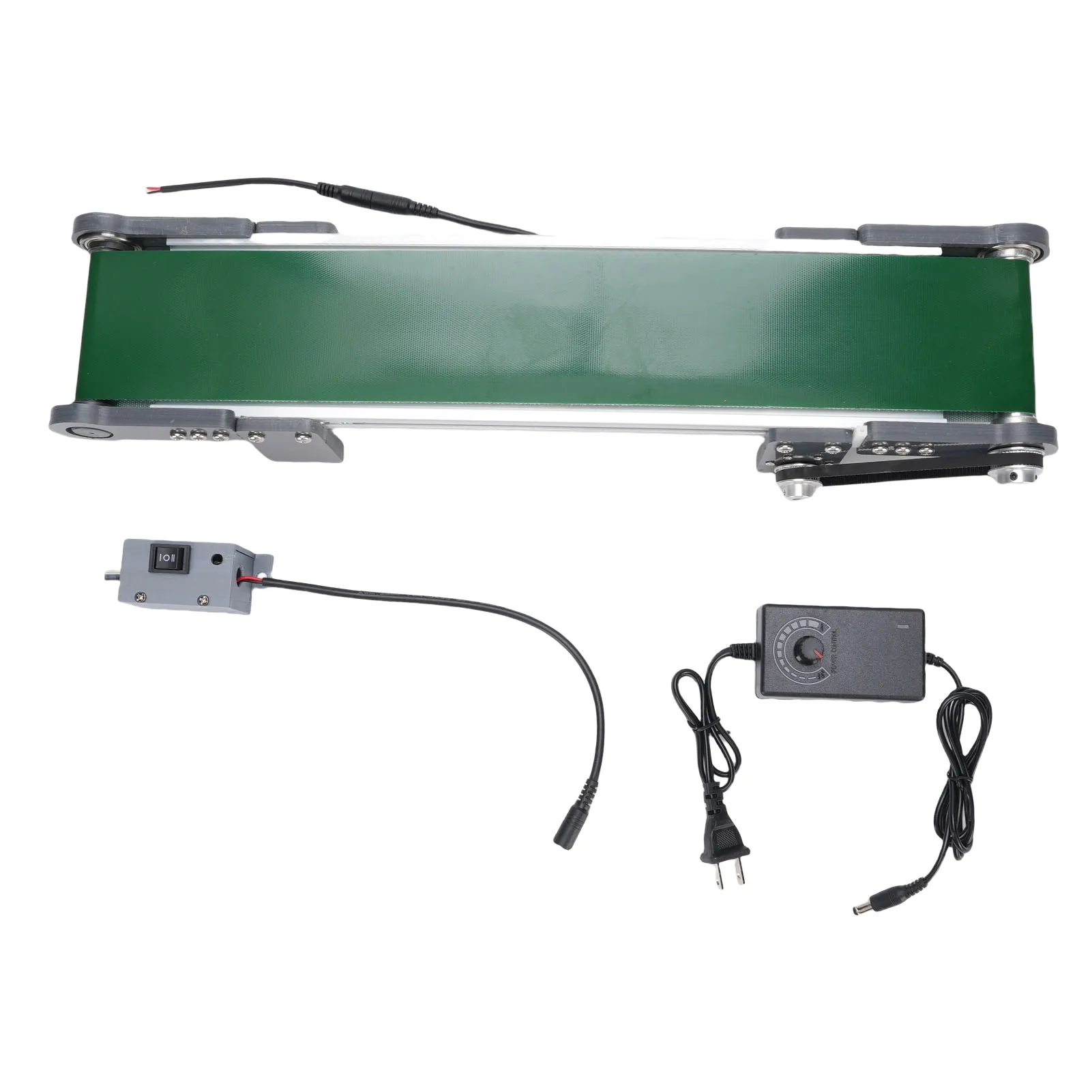 

Mini Conveyor Belt CNC Processing Desktop Conveyor Belt 10x50CM 555 Gear Motor Reverse with Controller for Assembly Line