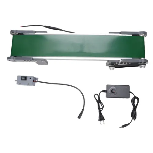 Mini cinta transportadora procesamiento CNC cinta transportadora de escritorio 10x50CM 555 Motor de engranaje inverso con controlador para línea de montaje