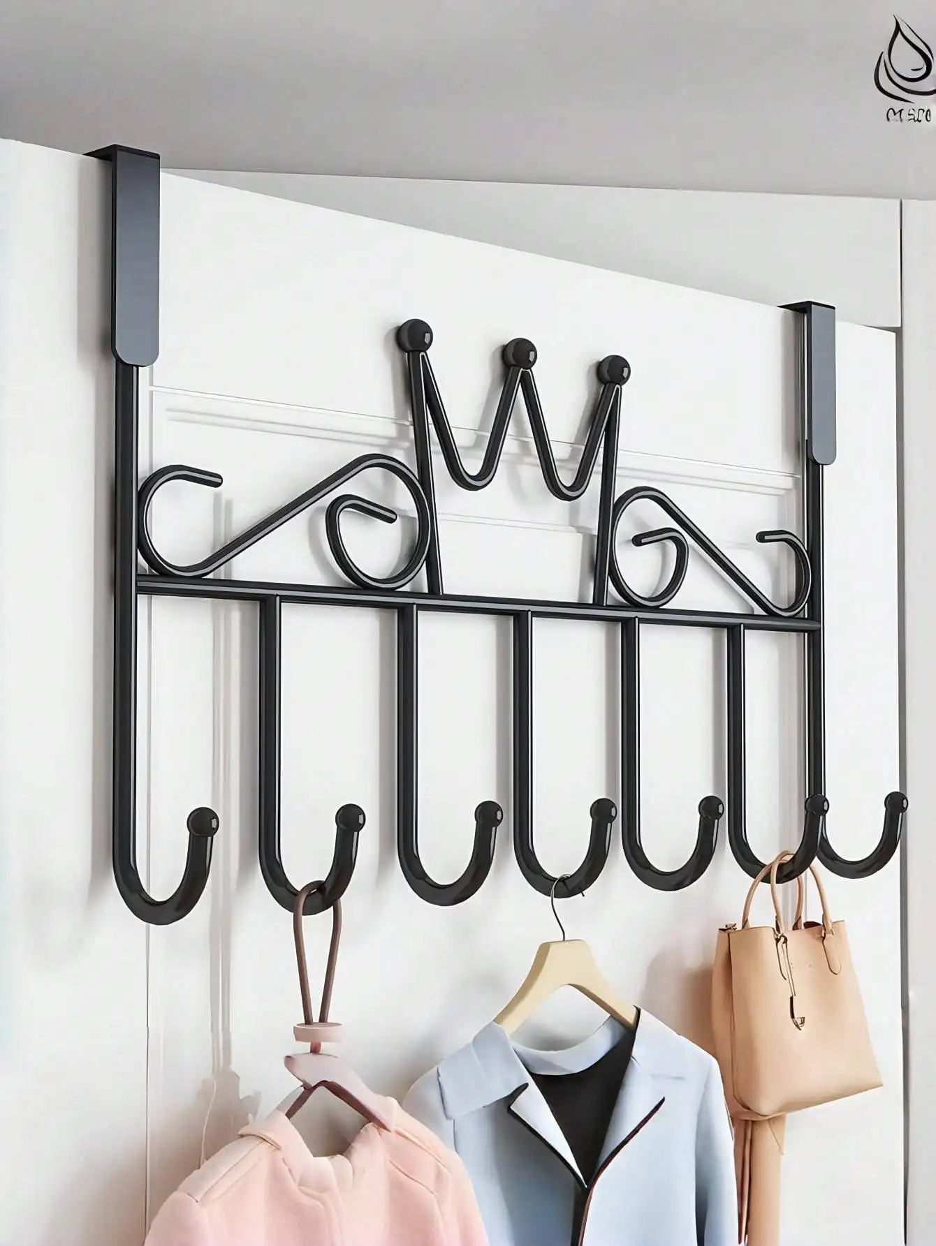 

1pc 7-Hooks Over The Door Organizer Hooks, Metal Material, Wall Mounted Rack, Coat Hanger, Towel Rack, Storage Hang Rack, Wall Decor Frame, Perfect For Hanging Towels, Clothes, Hats, Wallets And Bathrobes, Home Decor, Furniture Storage