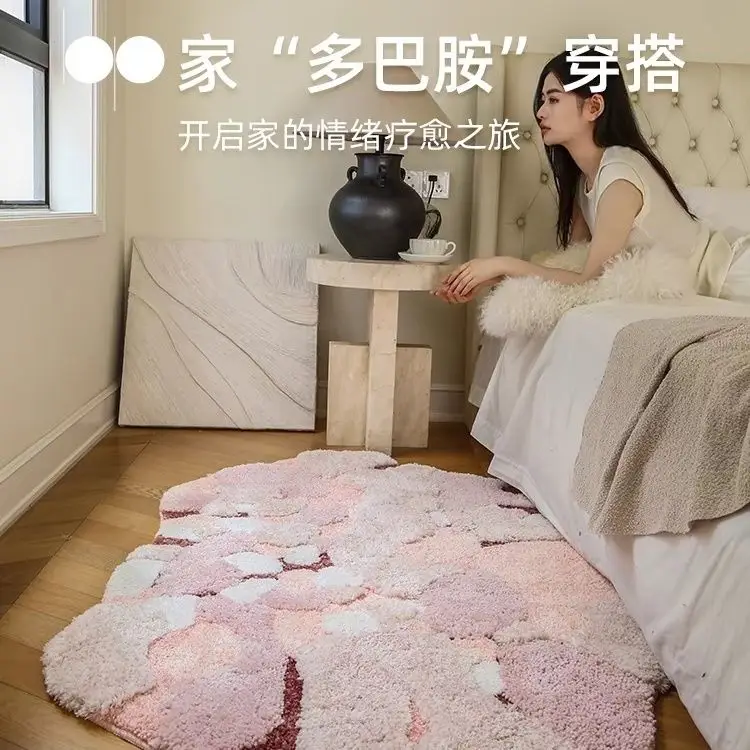 Irregular plush rug for living room coffee table, bedroom, and irregularly shaped rooms