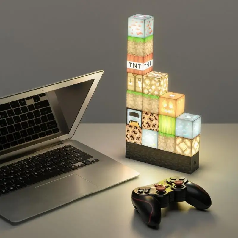 LED Night Light Brownstone Game Room Decoration Desk Lamp Holiday Gift Children\'s Game Lamp Building Blocks DIY Splicing Lamp