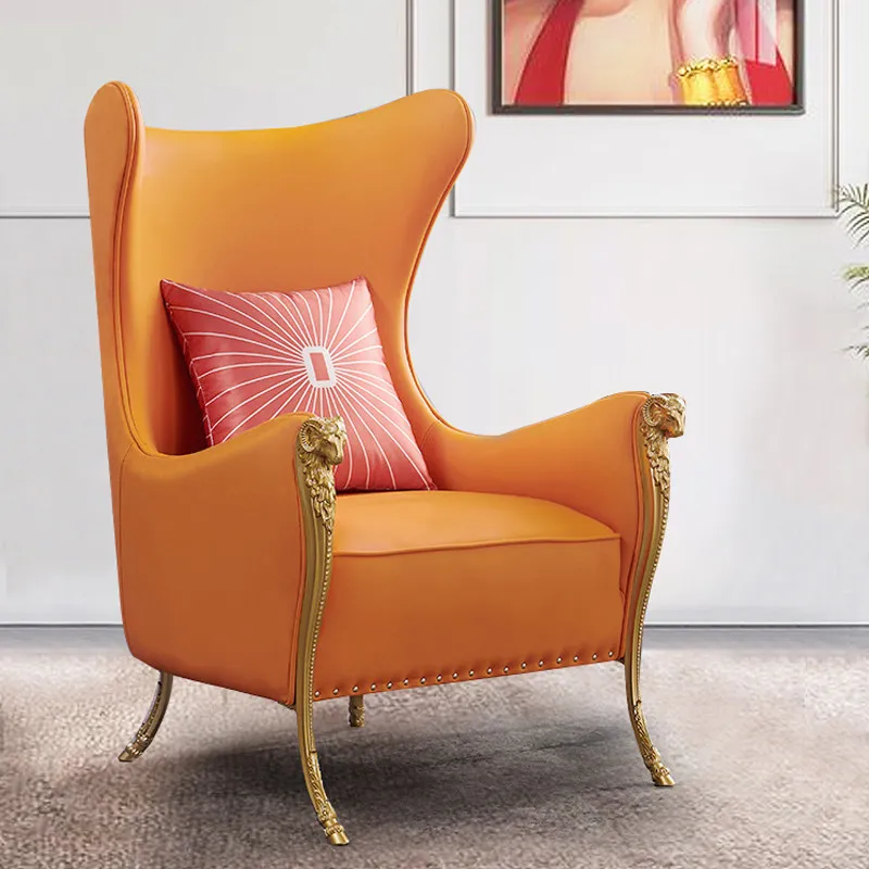 Light luxury single leather sofa chair, first-layer cowhide casual negotiation chair,