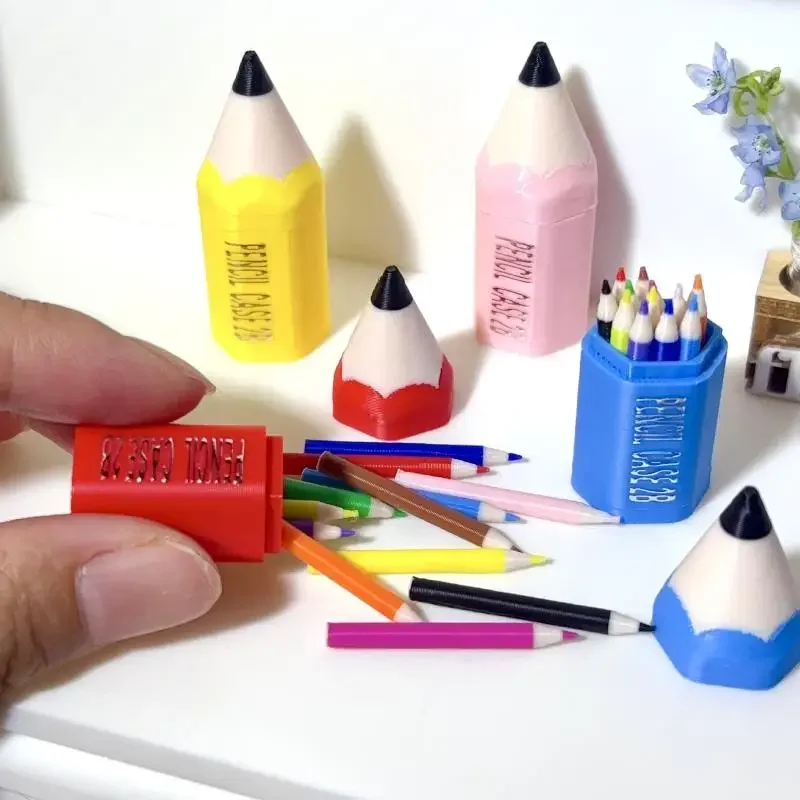 10/12Pcs Puppenhaus Miniatur Farbige Stift Mini Bleistift Schule Liefert Modell Für Puppe Haus Dekor Kinder Pretend Spielen spielzeug Geschenk