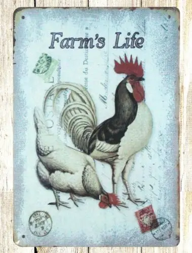 garage decor Farm's Life rooster chicken animal tin metal sign