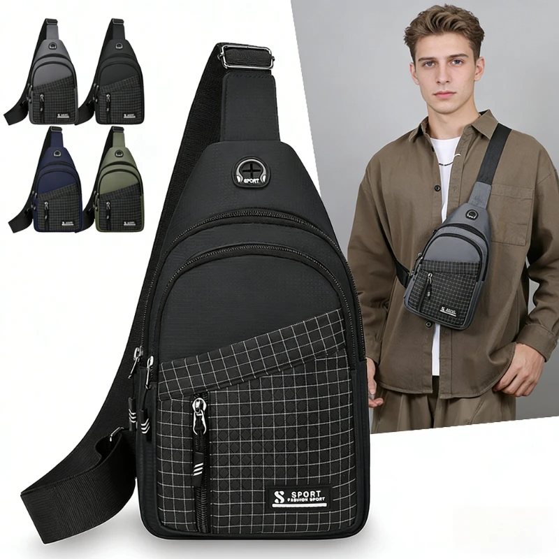 

Водонепроницаемая нейлоновая мужская нагрудная сумка с защитой от краж, большая вместительная сумка через плечо, дорожная сумка с несколькими карманами для быстрого доступа