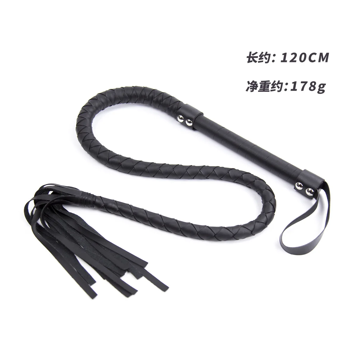 High Quality Black Faux Leather Bullwhip Horse Whip new