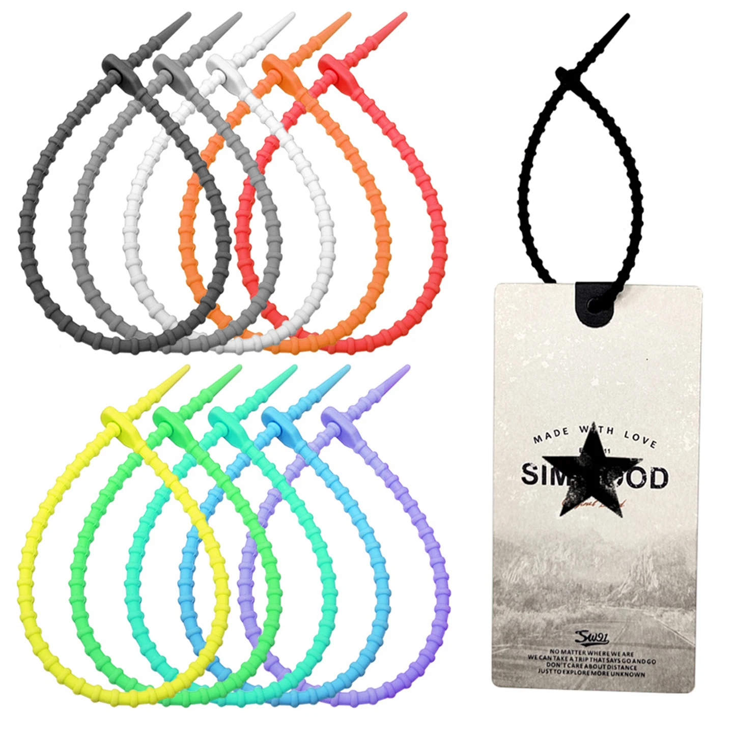 

18CM Silicone Straps with Self-Locking Buckle Thin Lanyard for ID Badges, Tags, Toys & DIY Reusable Adjustable Straps Crafts