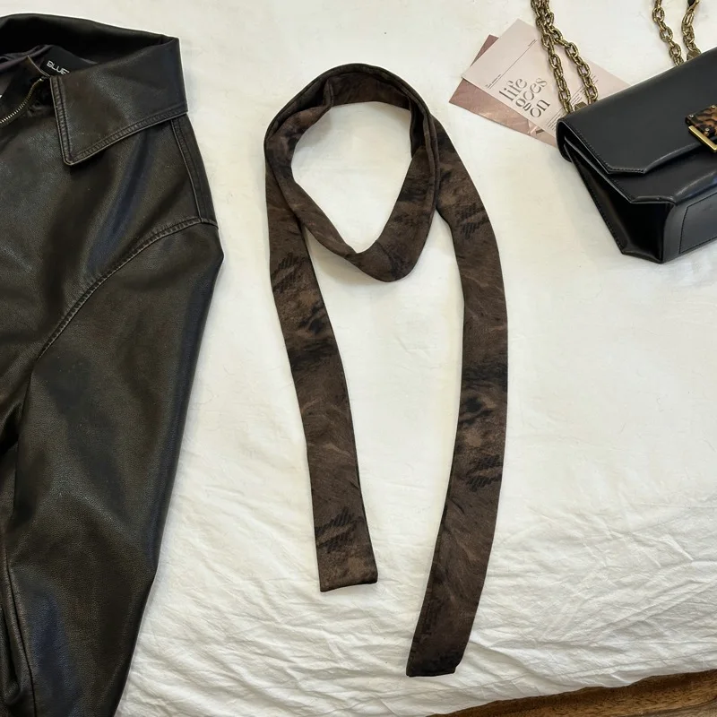 

2024 Autumn New All-Match Polka Dot Scarf Leopard Print Scarf Millennium Hot Girl Scarf Niche Retro Long Scarf Accessories