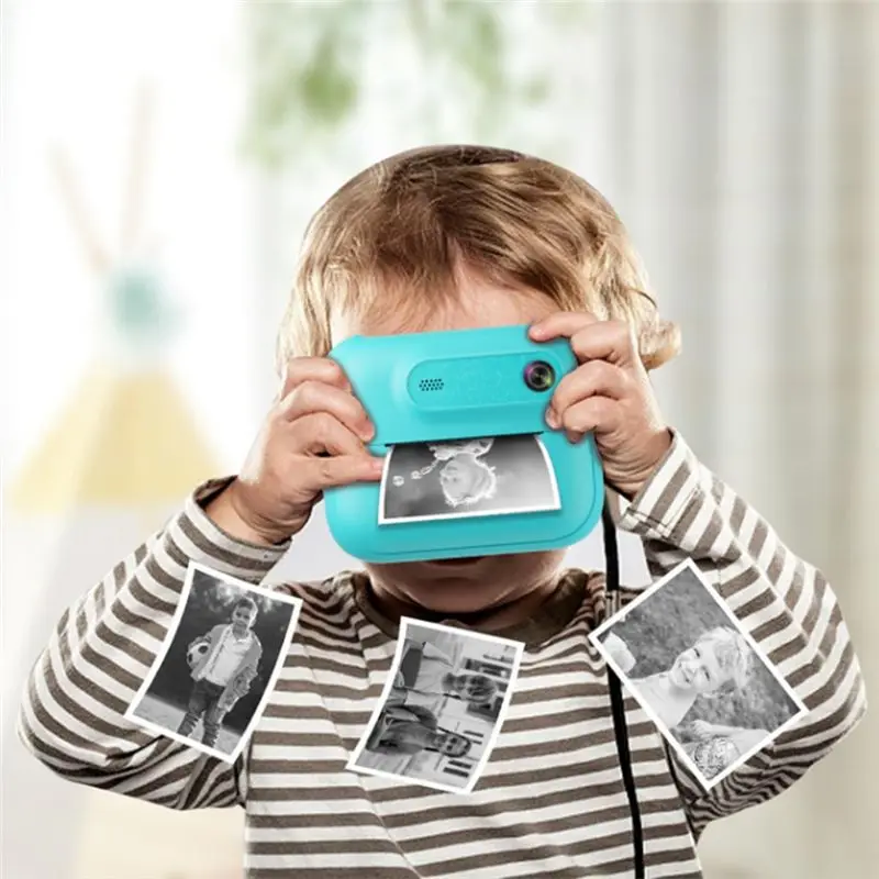 ABZZ-Kids Printer Camera With MP3 Player& 5 Games 1080P HD Digital Instant Print Camera 1300Mah For Girls Boys Birthday Gift