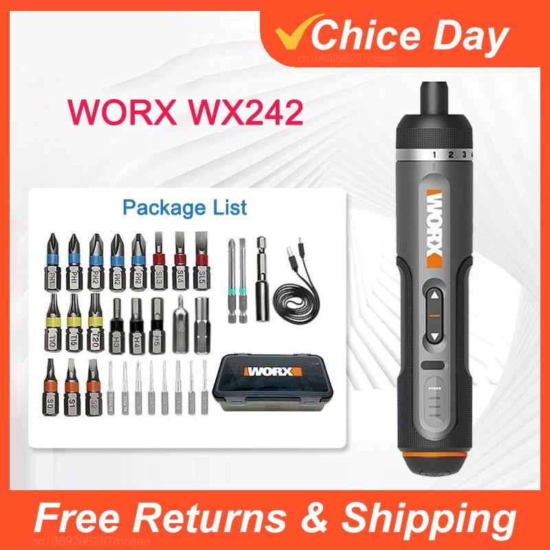 

Электрическая мини-отвертка Worx 4V WX242 Smart, беспроводная, с USB-зарядкой, набор из 30 насадок, инструмент для сверления