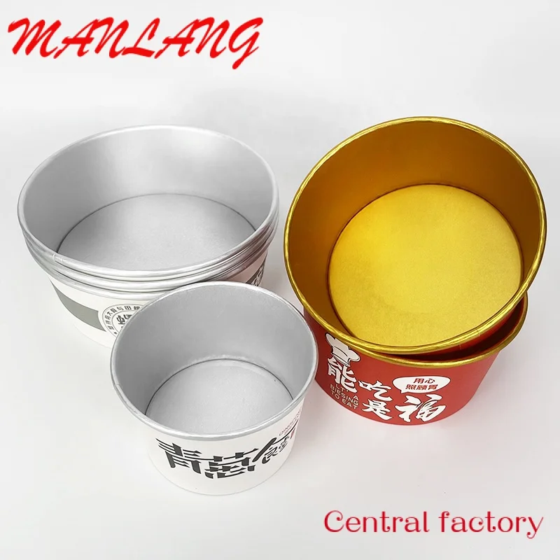 

CustomAluminum foil paper bowl for instant noodle, Gold foiled hot food paper container, disposable print salad paper cup