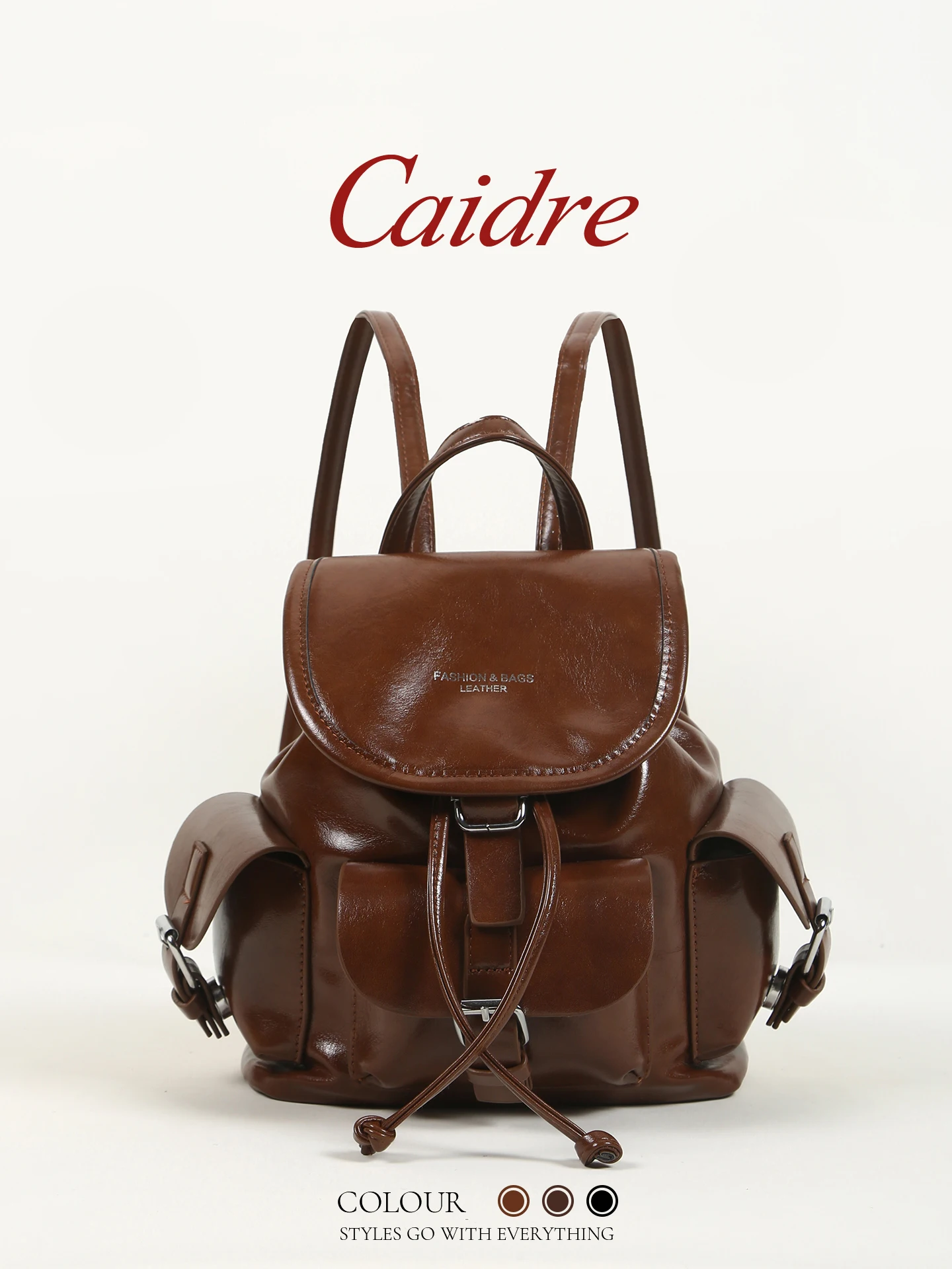 

Caidre Retro Large Capacity Backpack Women's Travel Student Bookbag Lightweight Double Shoulder Bag Soft Handle Commuter Style