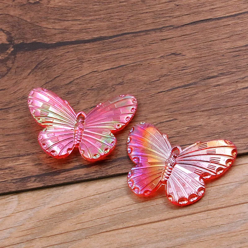 10pcs 8 Color 30*40MM Fashion Resin Gradient Butterfly Pendant Animal Charms For Woman Girls Cartoon Jewelry DIY Earrings