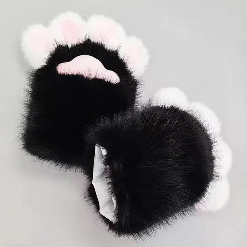 1 Stück Neuer Plüsch-Cosplay-Katzenpfoten-Handschuh, verdickter Cartoon-Katzenkrallen-Quetsch-Handschuh, flauschige Requisiten – Detail 10