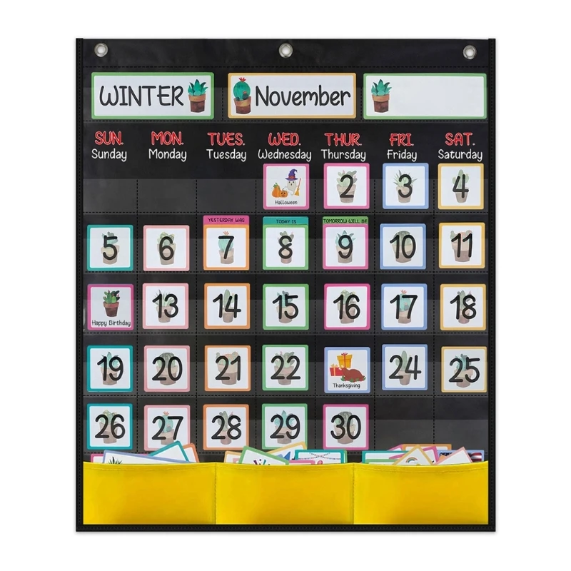 

Calendar Pocket Chart for Kindergarten School Classroom with 89 Cards Monthly Calendar Pocket Chart for Kids Learning