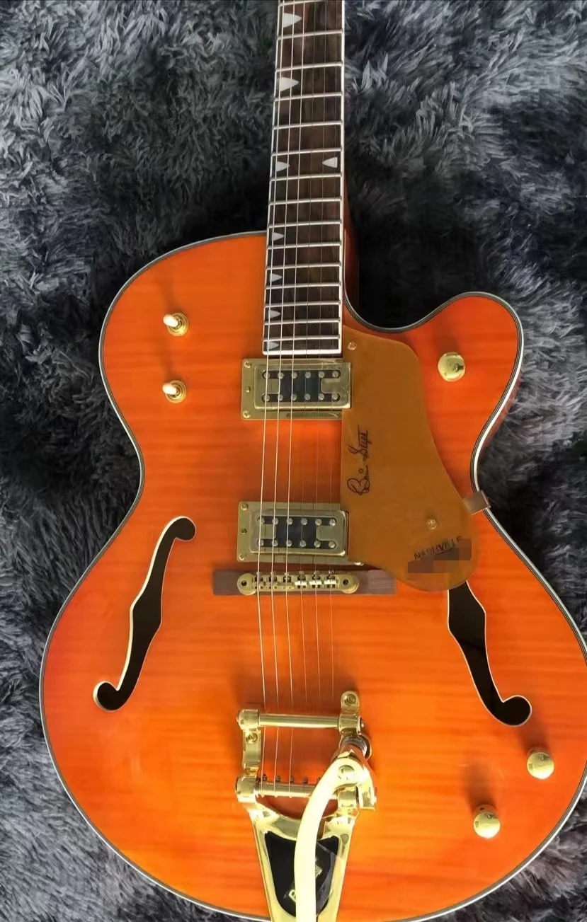 Jazz Semi Hollow Body Electric Guitar Orange Free  Delivery