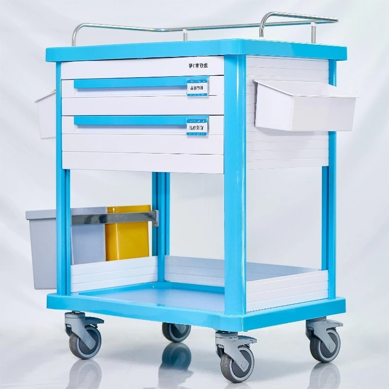 ABS Nursing Treatment Trolley Medical Cart Trolley for Medical Clinic Hospital Treatment Trolley with 4 Universal Silent Wheels