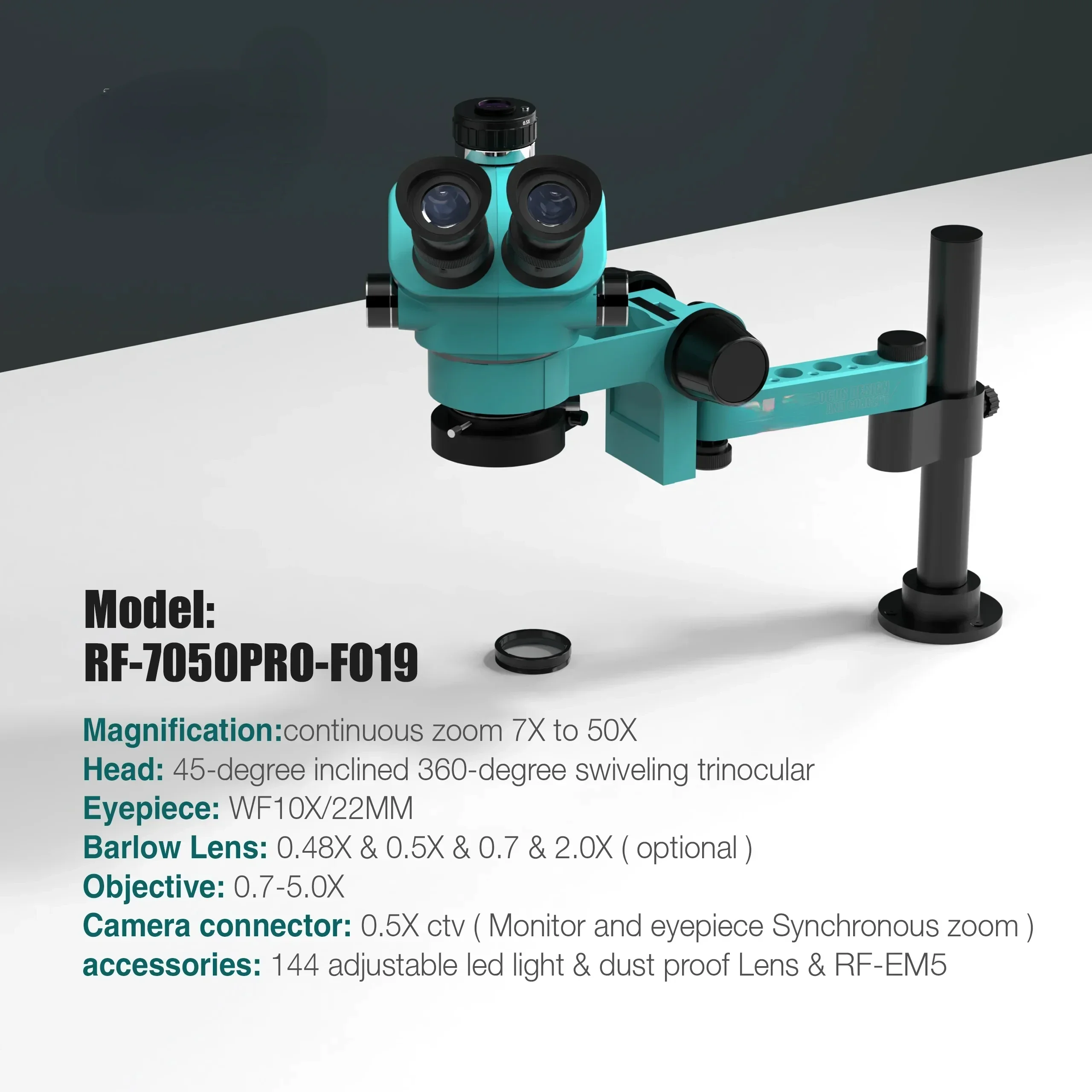 RF4 Microscope RF-7050pro- FO19 360 degree Rotatable Mobile Repair Digital Trinocular Electronic Microscope For Cell Phone