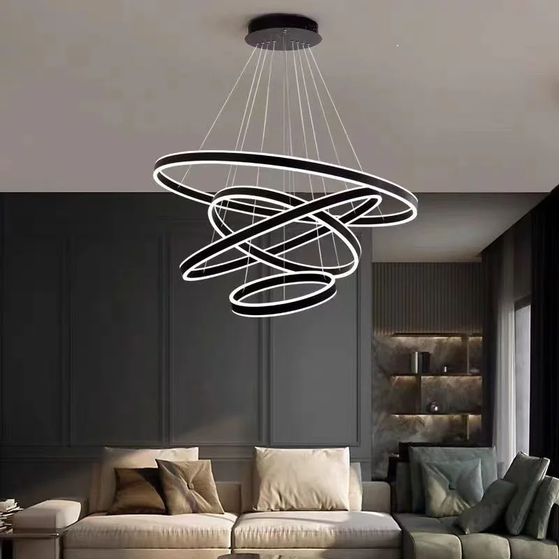 6 Rings 7circles LED Pendant Lamp Circle Ceiling Hanging Chandelier Living /Dining Room /Staircase Lights Home Lighting Fixture