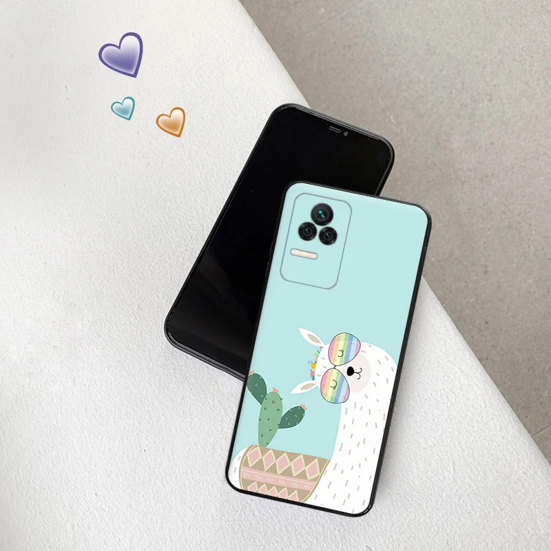 Phone Case for Redmi Note11 Pro 10S 11S 10A 10C Xiaomi 11T 10T Note10 11 Lite Cute Alpaca Llama Sheep Soft Black Anti-Drop Cover